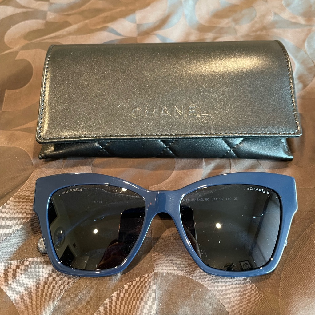 Chanel Acetate Square Cat Eye Cc Sunglasses 5456qa Blue